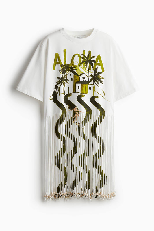 Fringed T-shirt dress