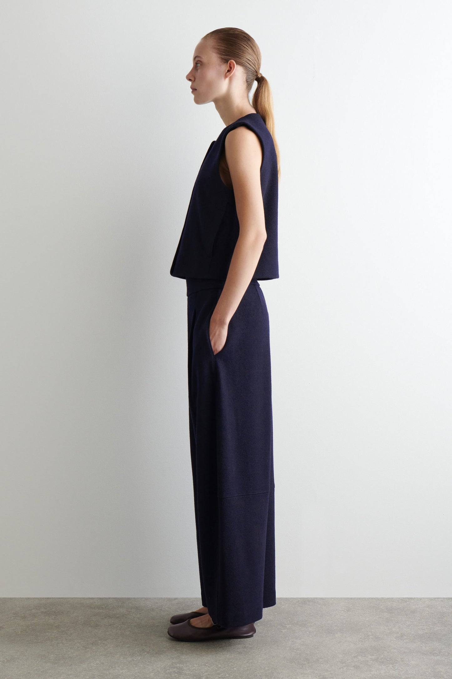 Boiled-Wool Barrel-Leg Trousers