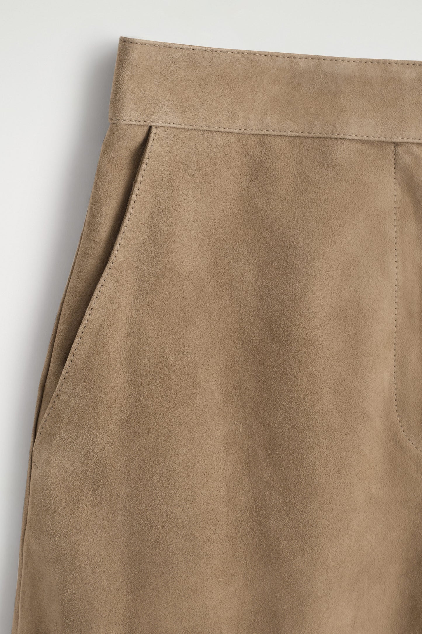 Suede Straight-Leg Trousers