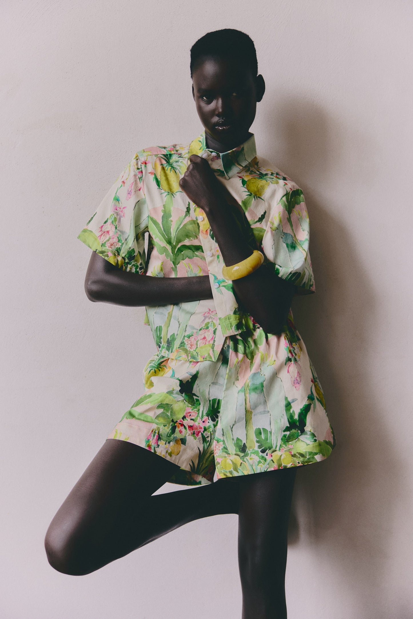 Patterned cotton shorts