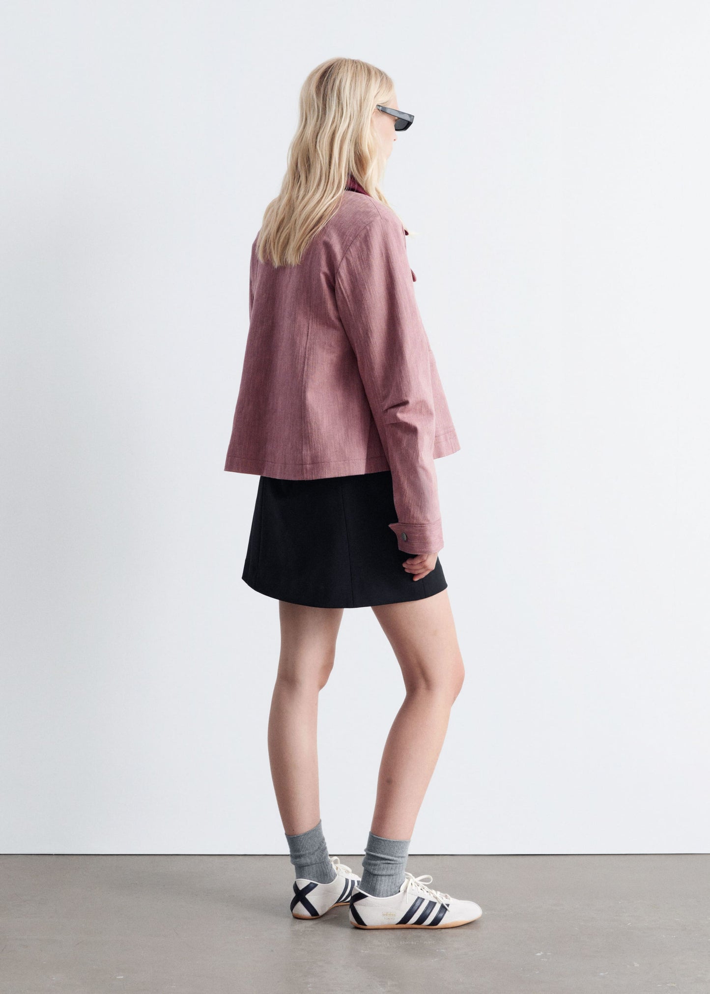 Contrast-Collar A-line Jacket