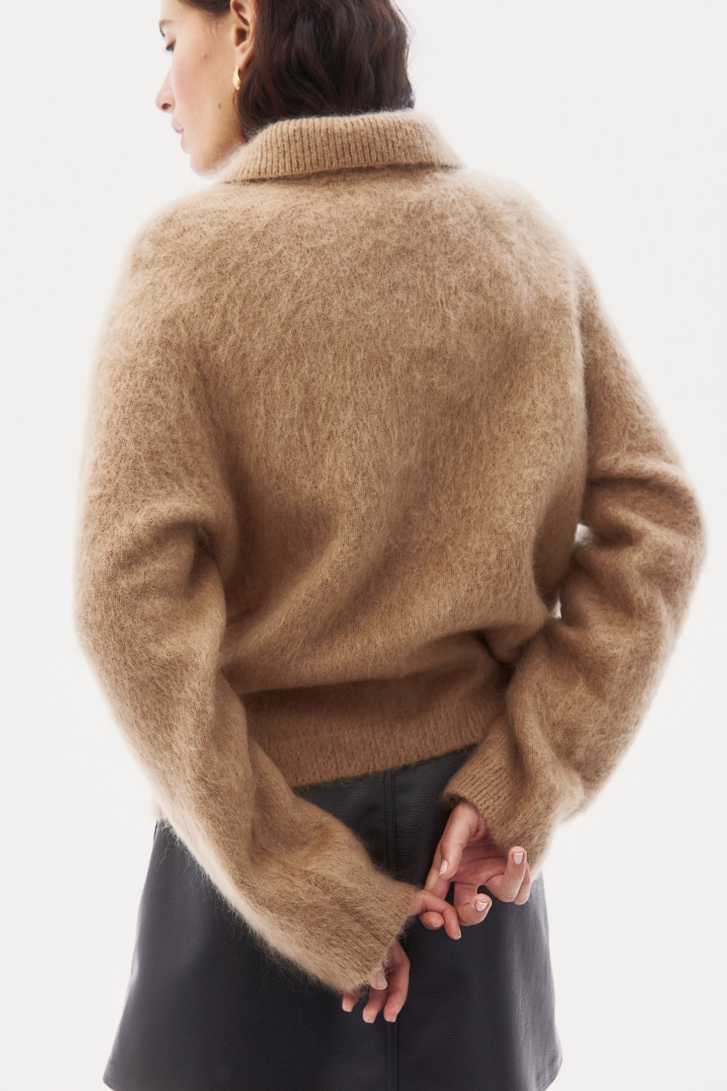 Mohair-blend collared cardigan