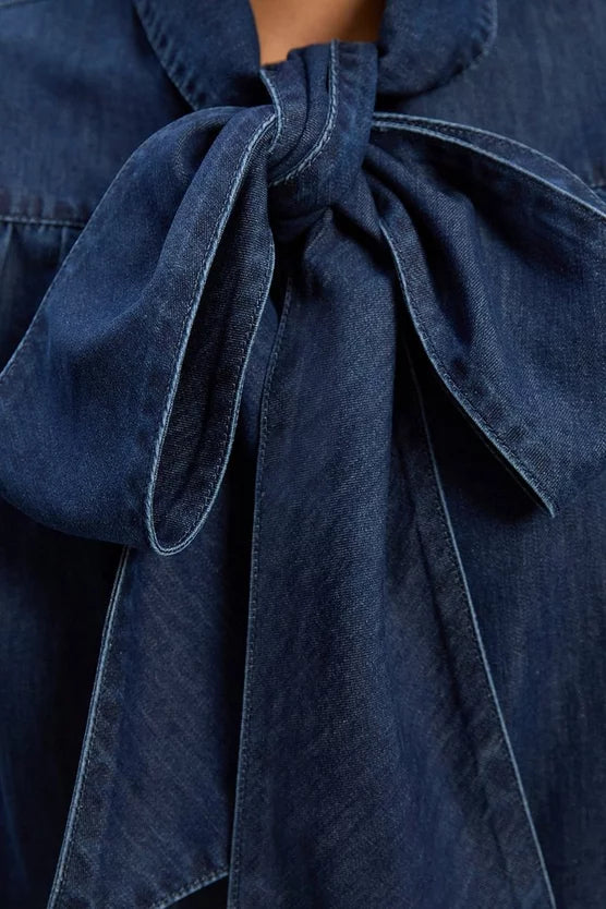 Denim Pussybow Blouse