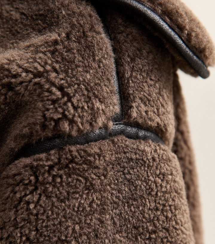 Dark Brown Faux Fur Borg Bonded Jacket