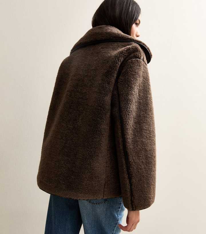 Dark Brown Faux Fur Borg Bonded Jacket