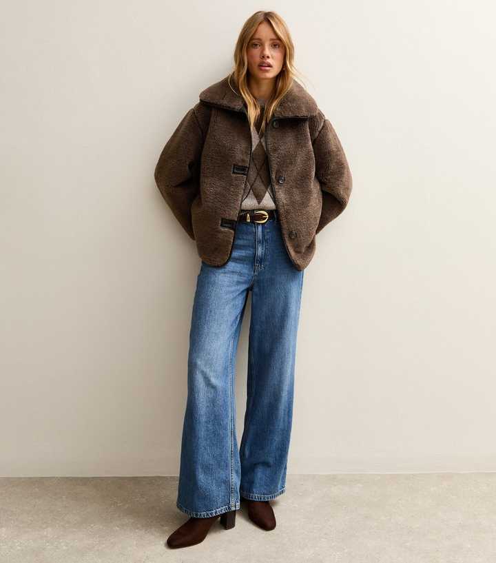 Dark Brown Faux Fur Borg Bonded Jacket