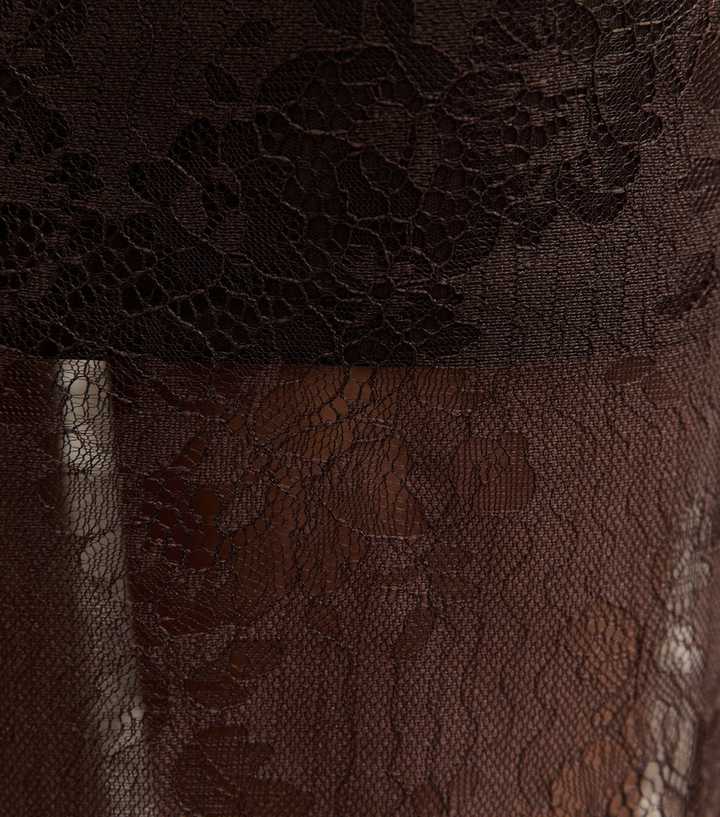 Dark Brown Lace Midi Skirt
