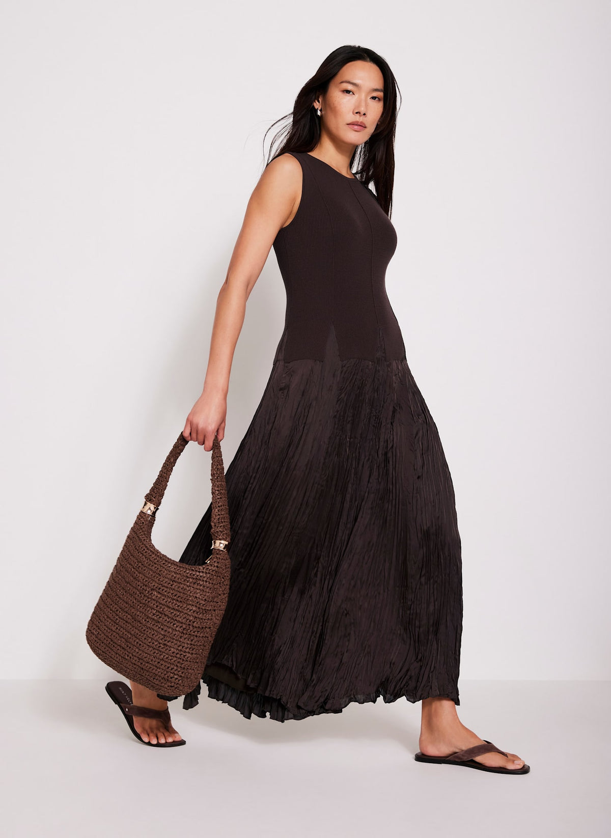 Dark Brown Mix Maxi Dress
