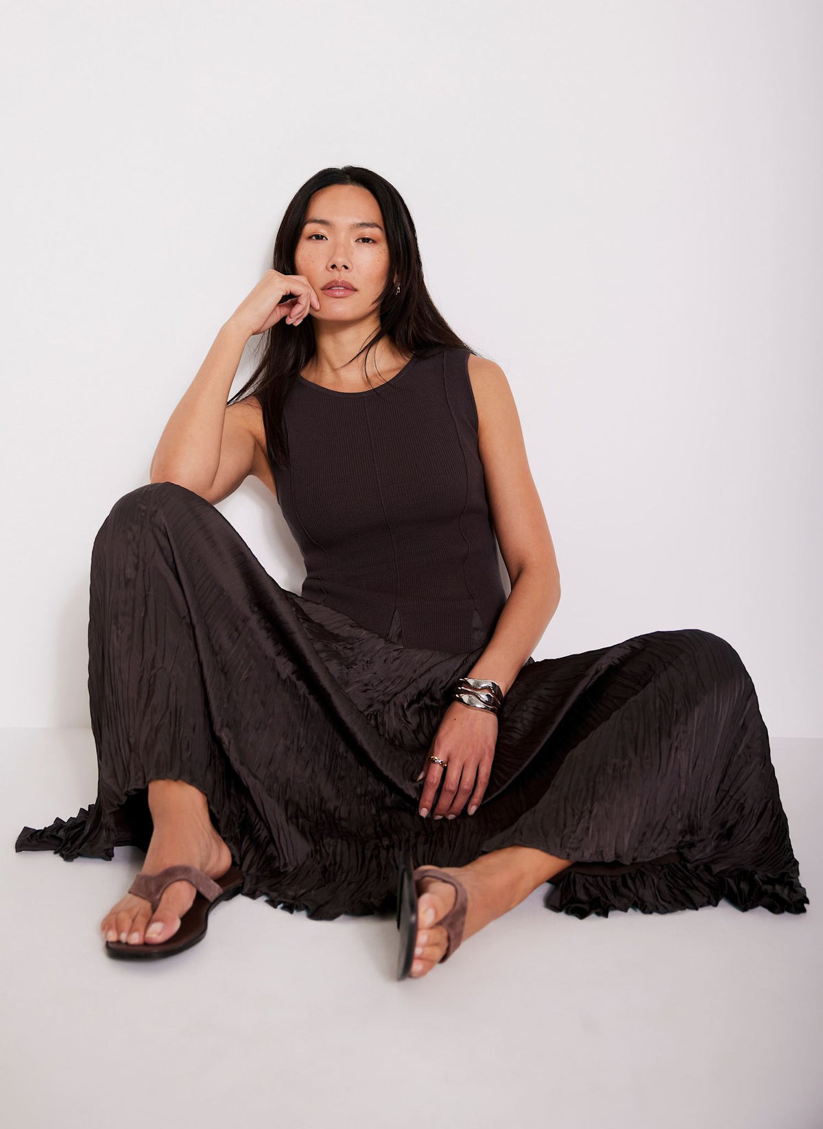 Dark Brown Mix Maxi Dress