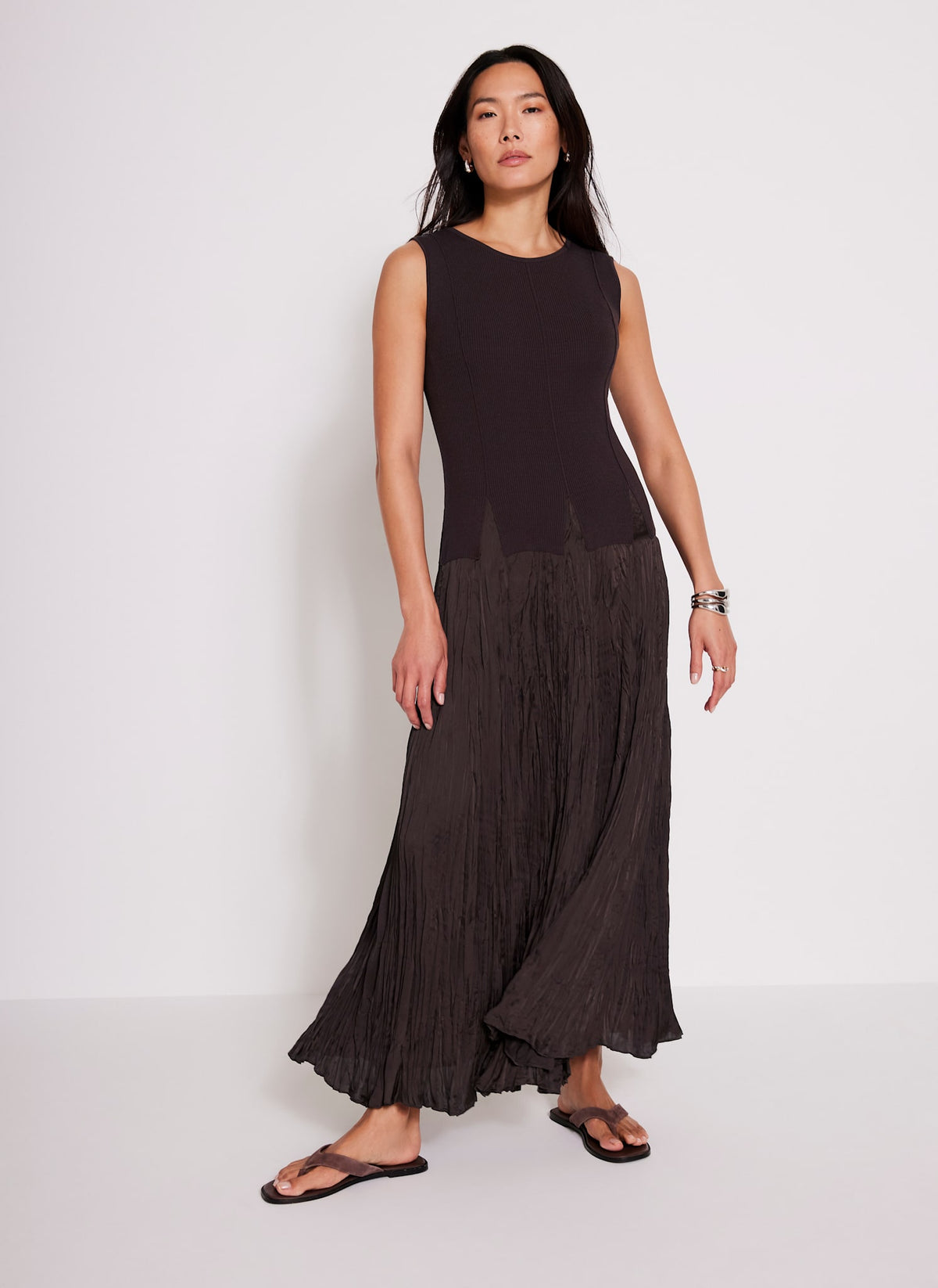 Dark Brown Mix Maxi Dress