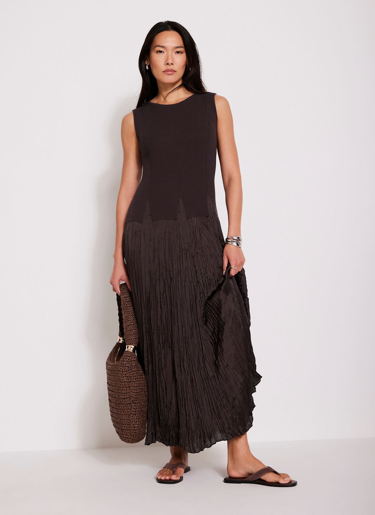Dark Brown Mix Maxi Dress