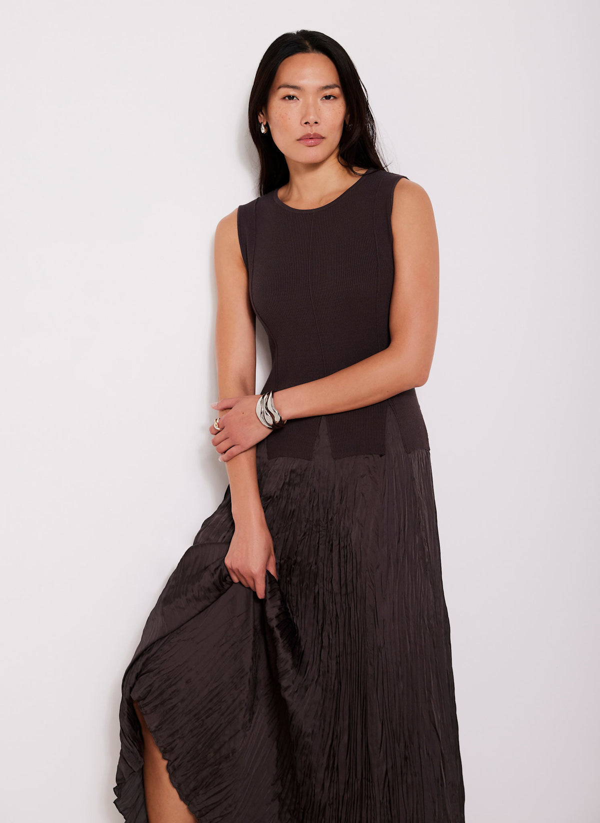 Dark Brown Mix Maxi Dress