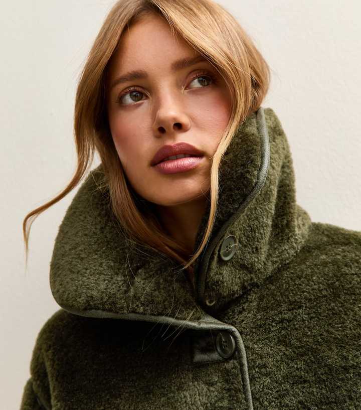 Dark Green Faux Fur Bonded Jacket