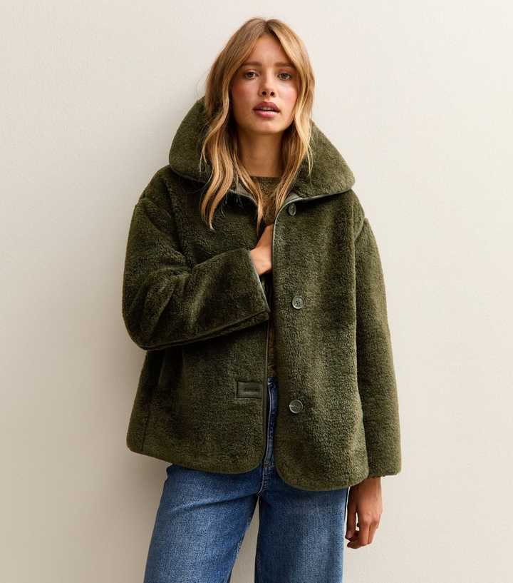Dark Green Faux Fur Bonded Jacket