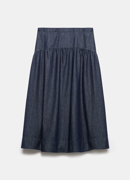 Dark Indigo Denim Maxi Skirt