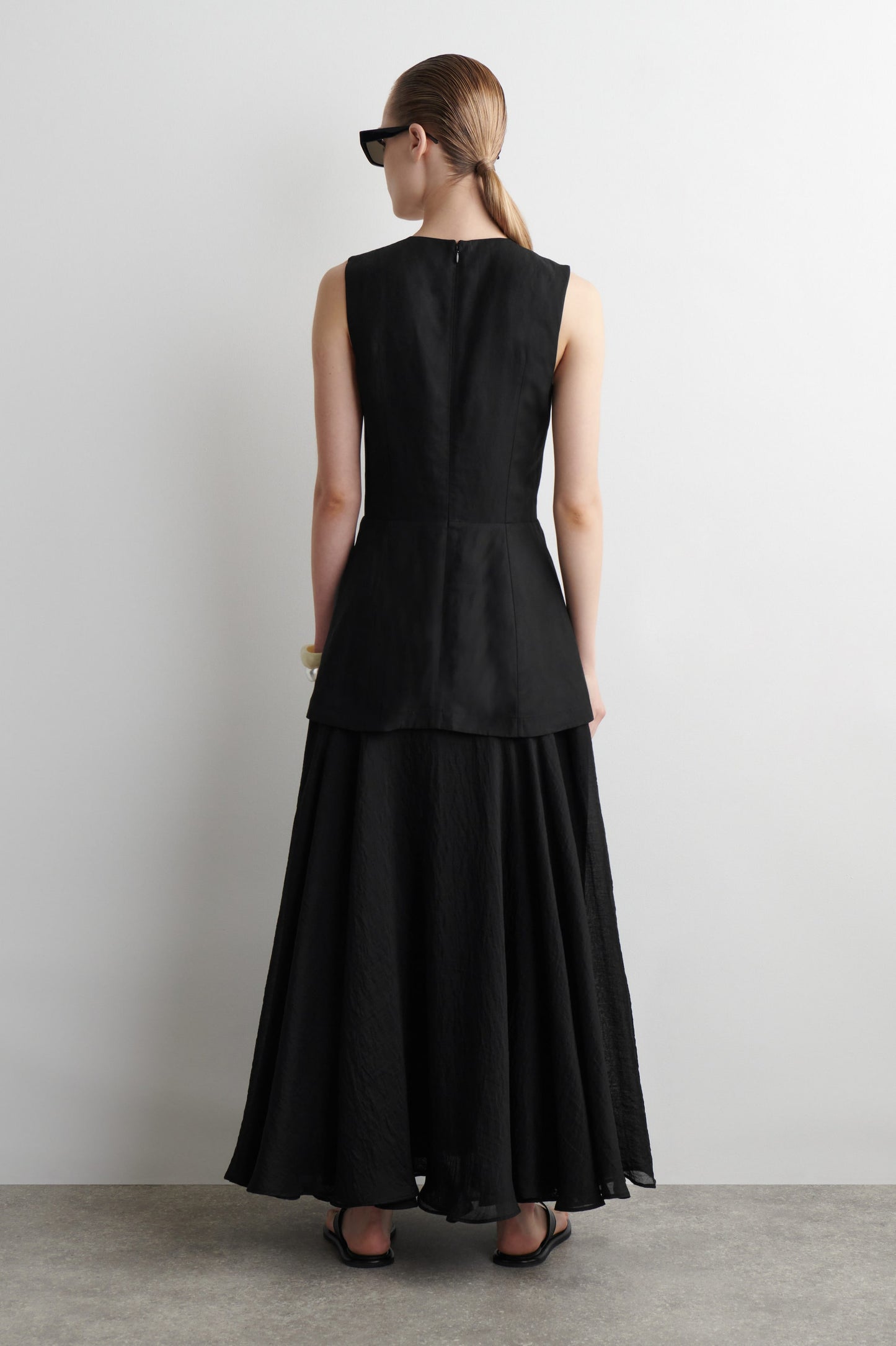 Layered Peplum Midi Dress