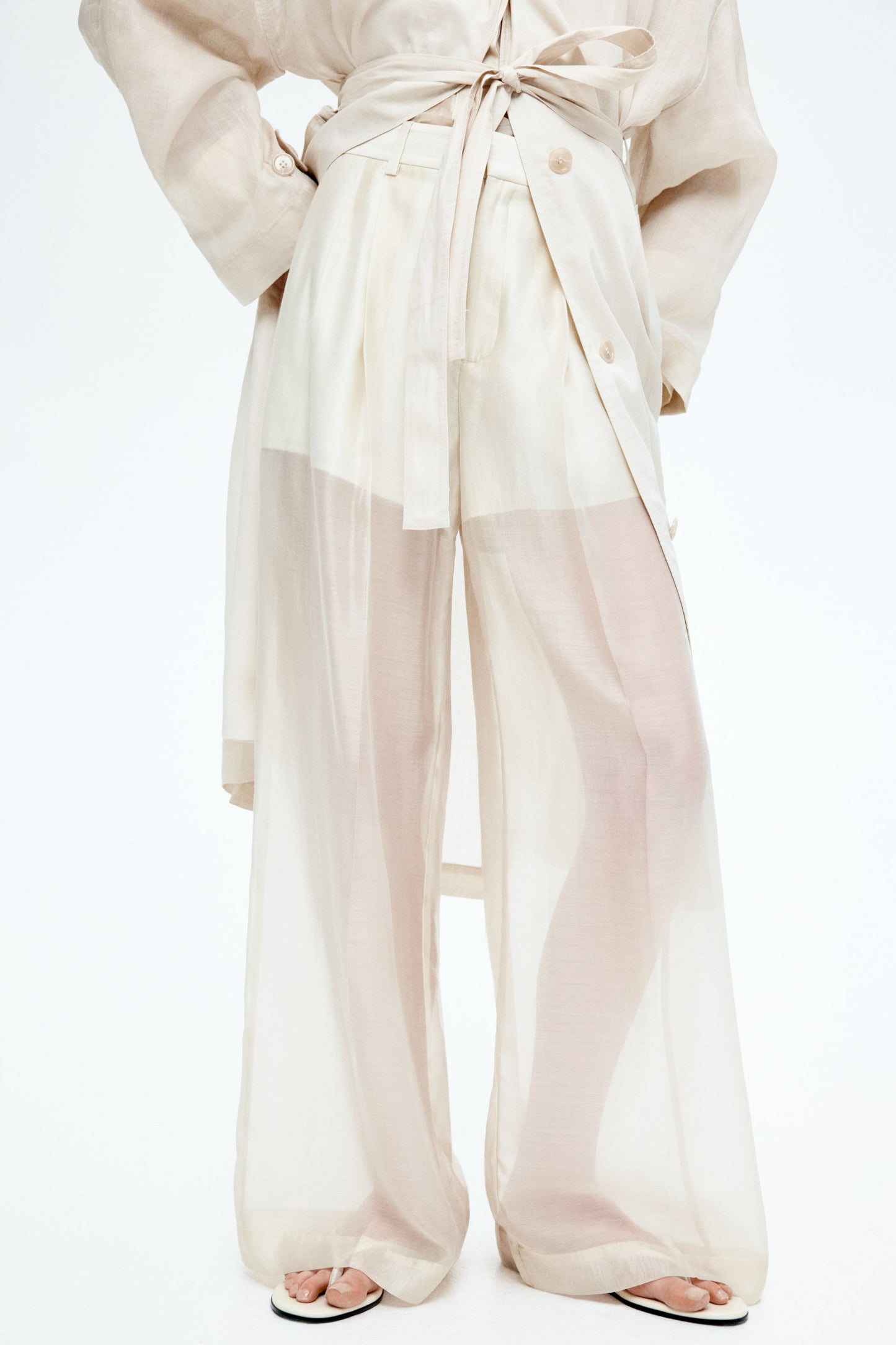 Wide sheer trousers