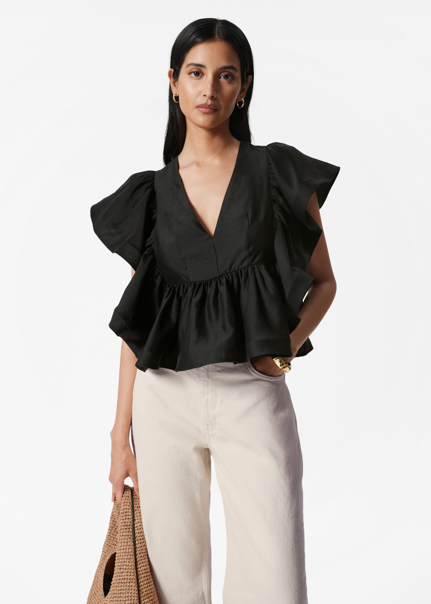 Ruffle V-Neck Blouse