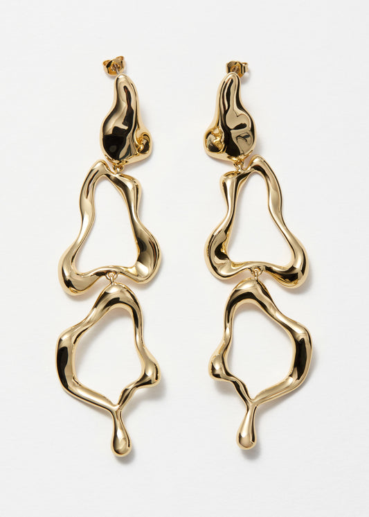 Long Wavy-Ring Earrings