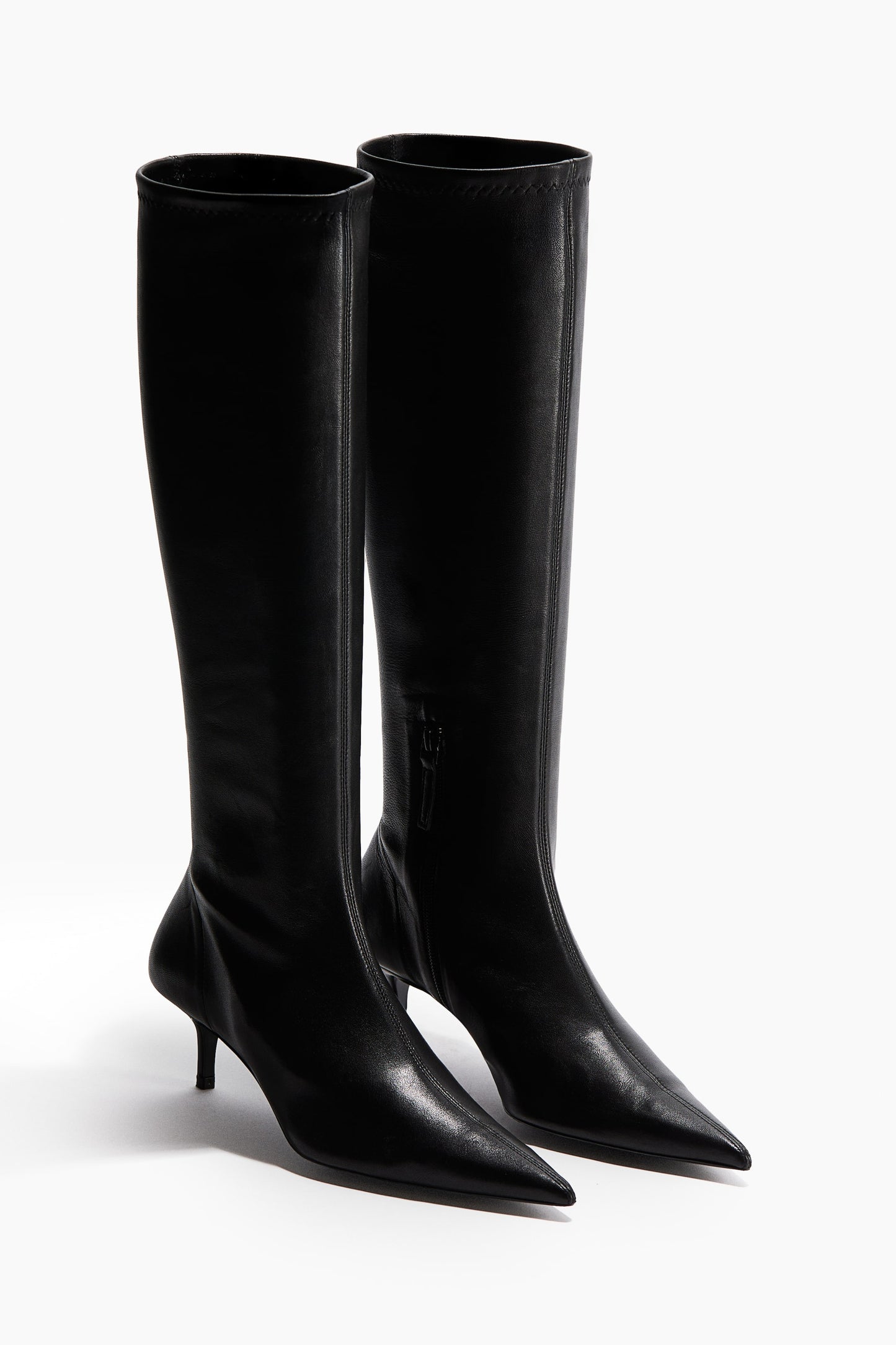 Heeled leather sock boots
