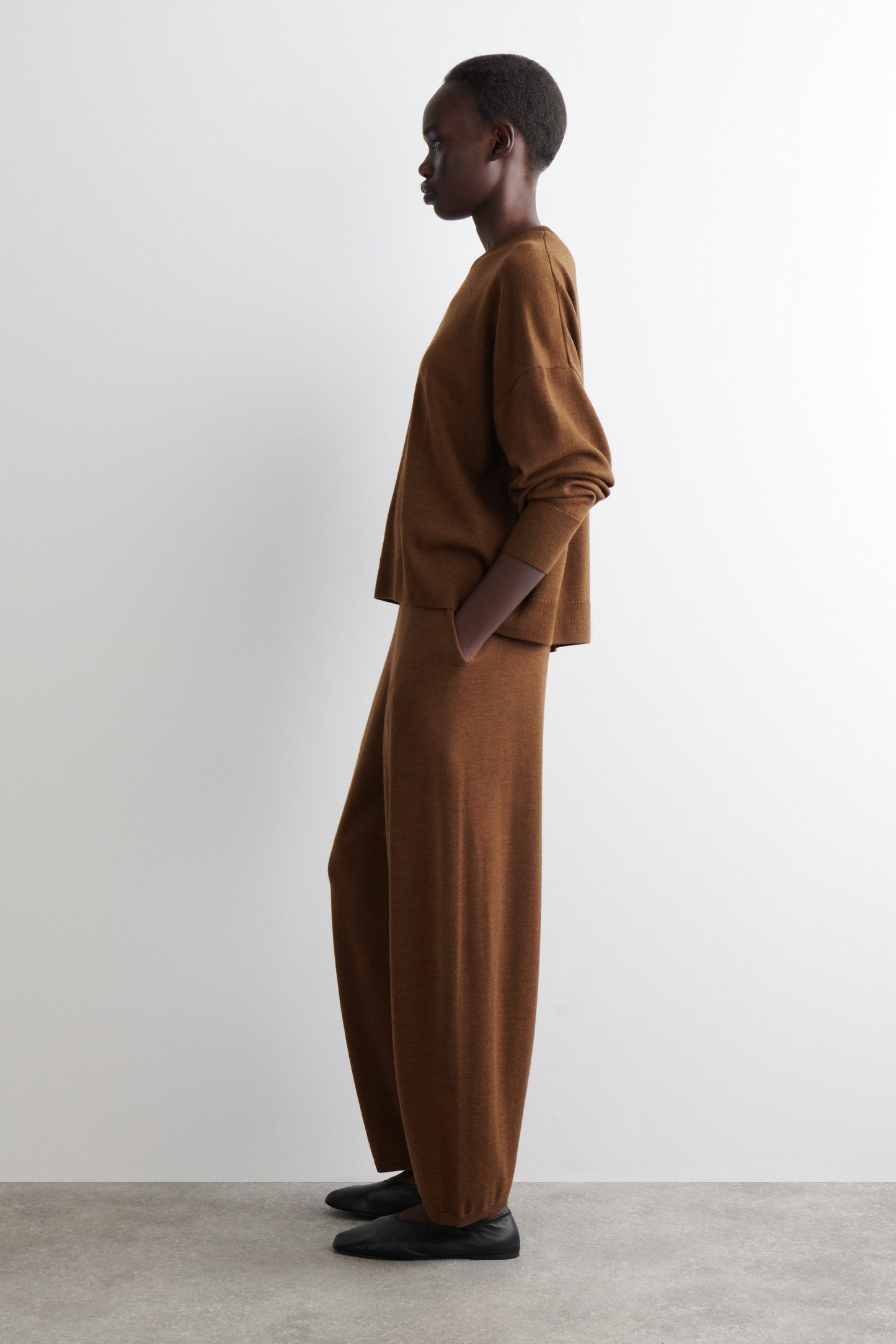 Merino Wool Barrel-Leg Trousers