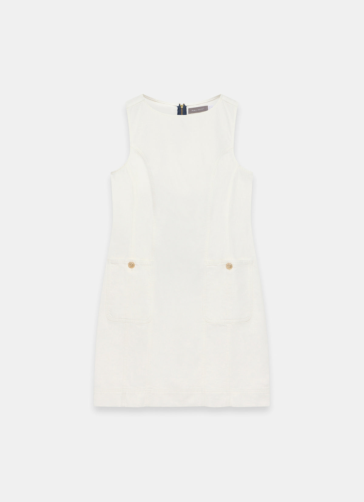 White Denim Shift Mini Dress