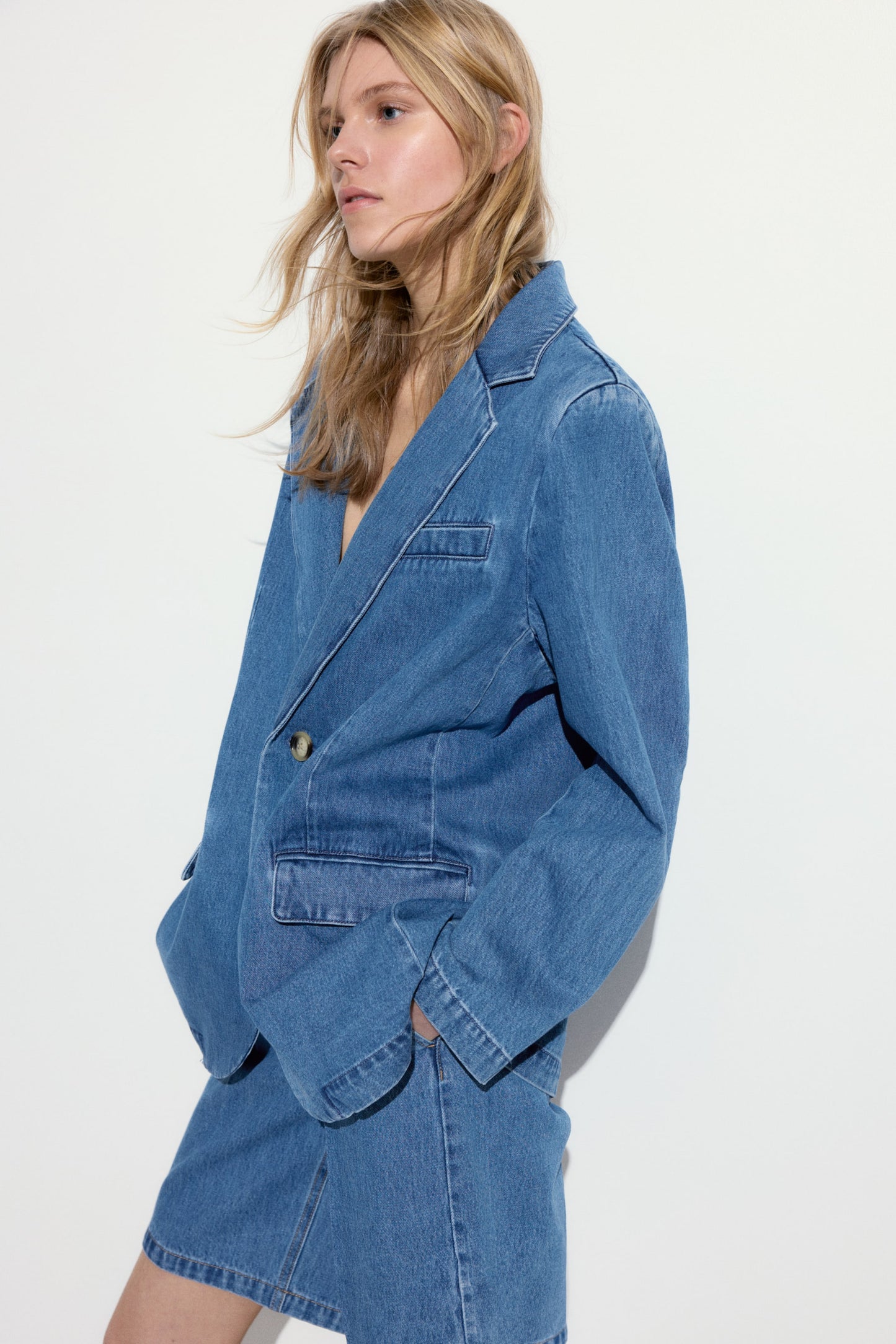 Oversized denim blazer