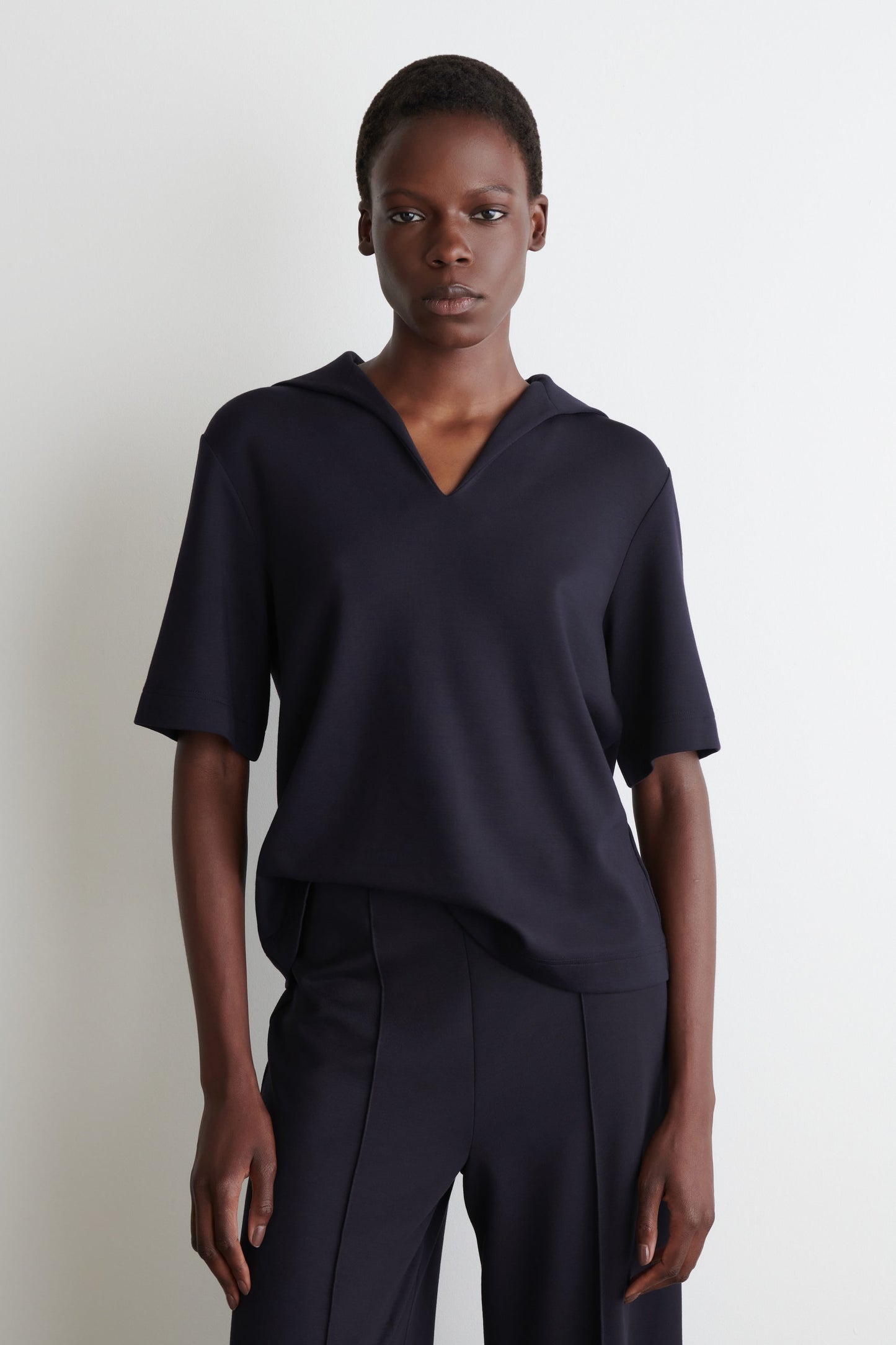 Sailor-Collar Jersey T-Shirt