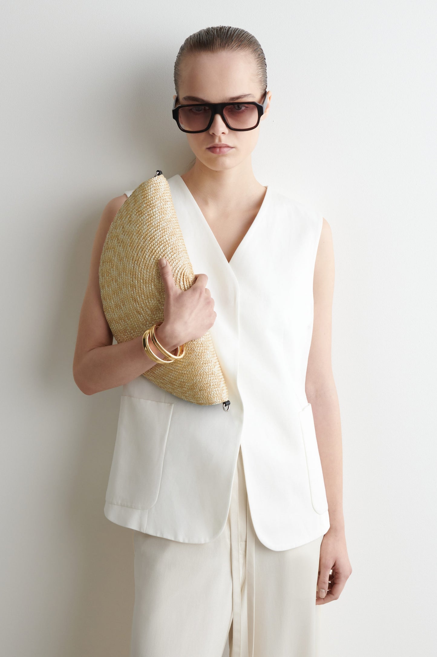 Soleil clutch bag - straw