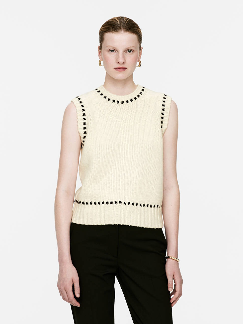 Contrast-Stitch Knitted Vest