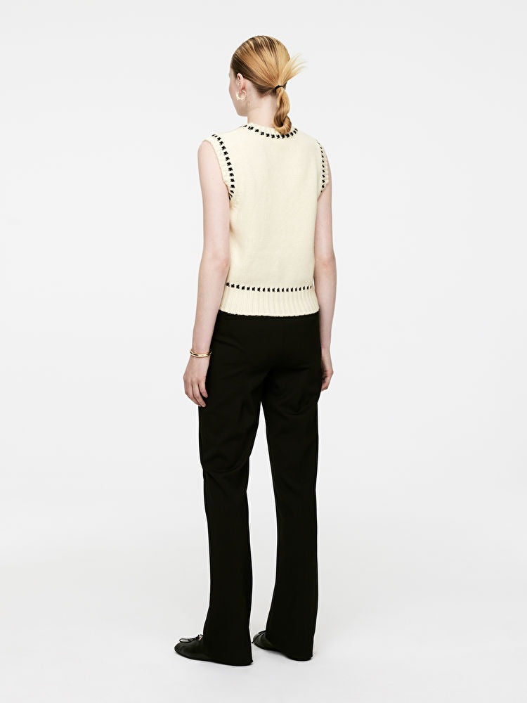 Contrast-Stitch Knitted Vest