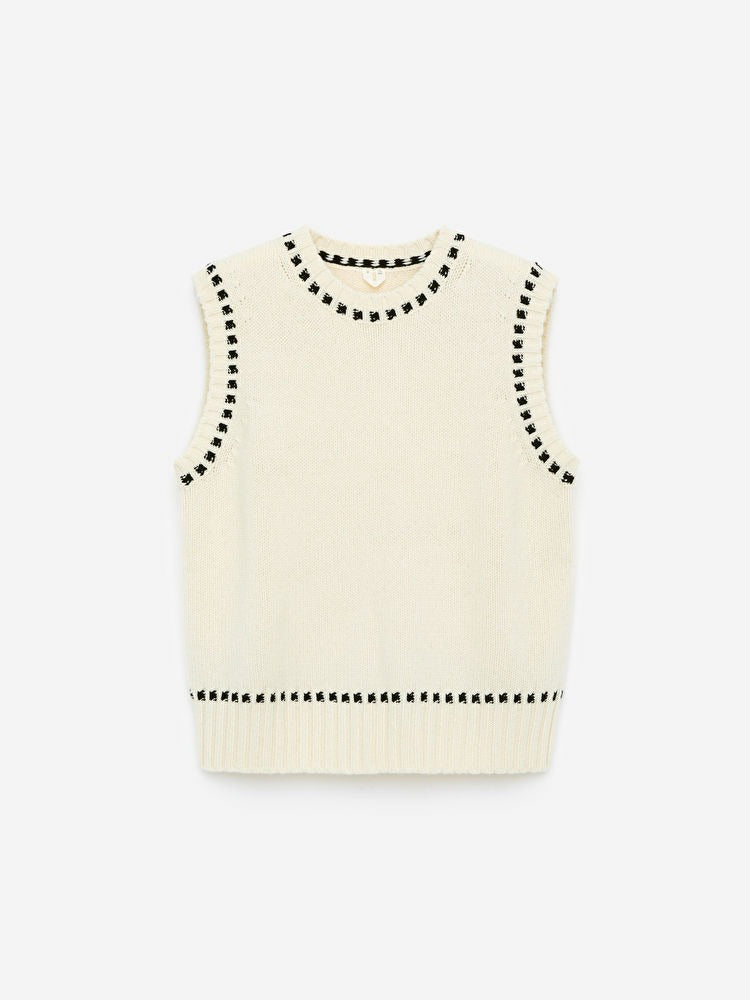 Contrast-Stitch Knitted Vest