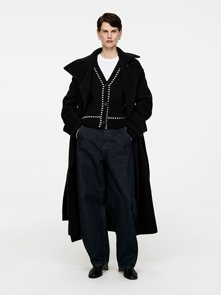 Contrast-Stitch Wool Cardigan