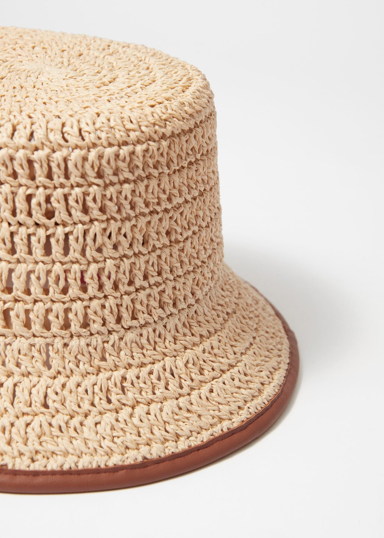 Accent-Trim Straw Bucket Hat