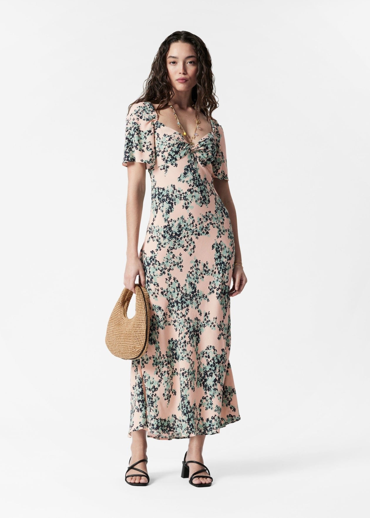 Flutter-Sleeve Midi Dress