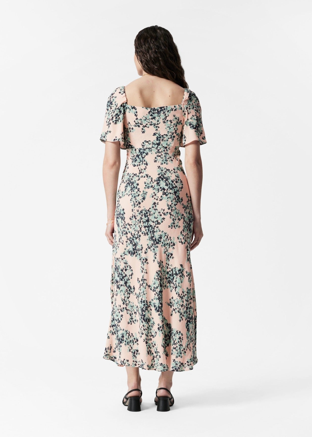 Flutter-Sleeve Midi Dress
