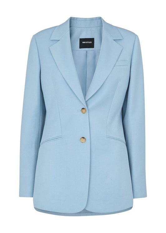 Blue Wool Blend Tailored Blazer
