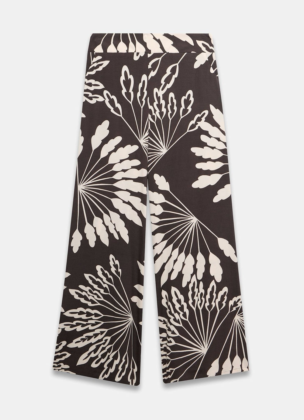 Brown Palm Print Wide Trousers