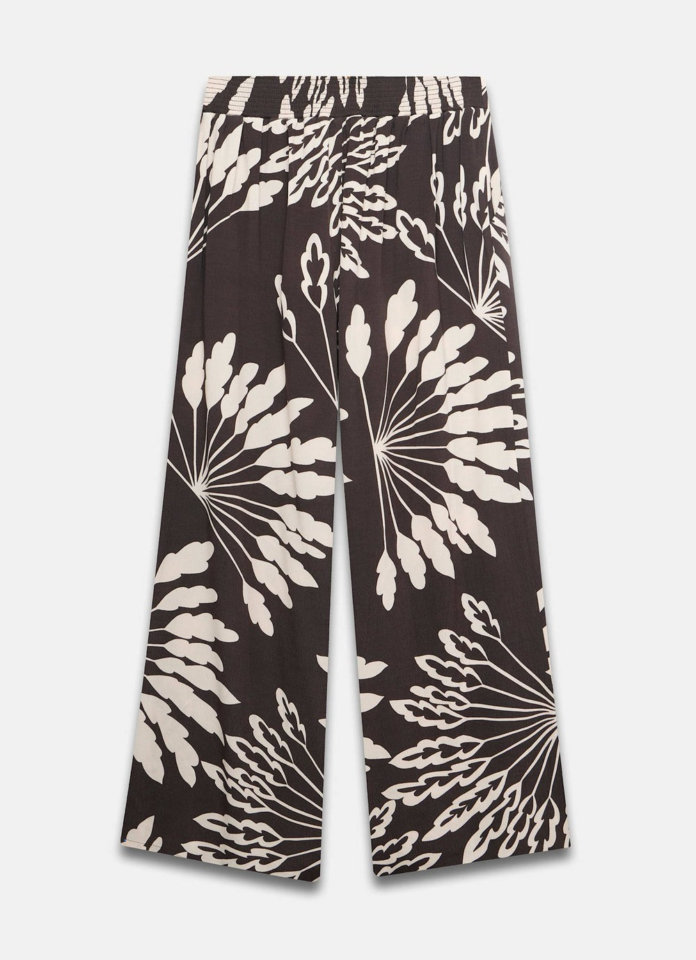Brown Palm Print Wide Trousers
