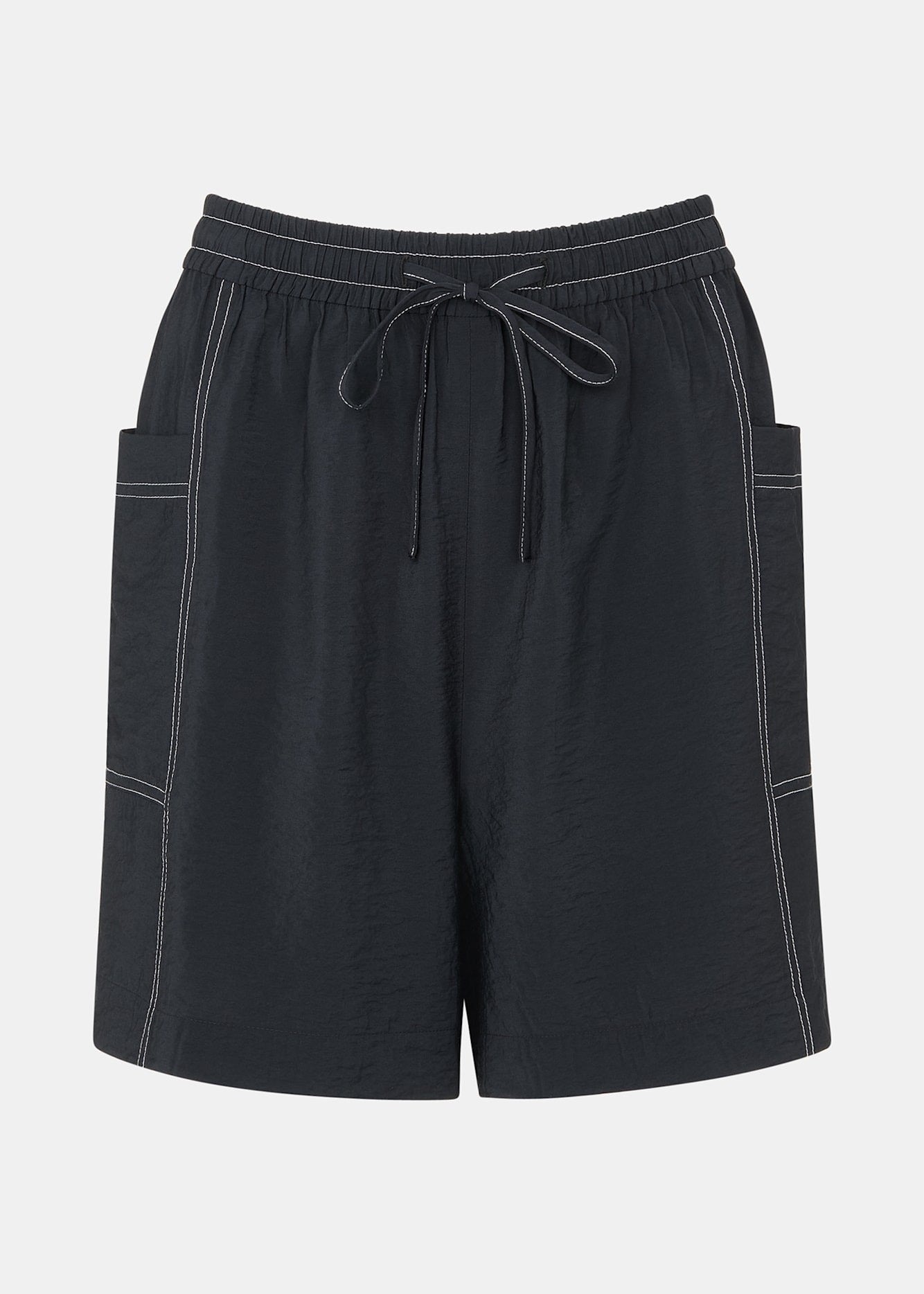 Black/Multi Contrast Stitch Pull On Short