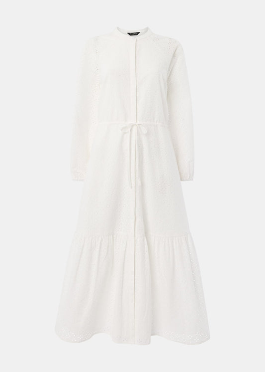White Broderie Midi Dress
