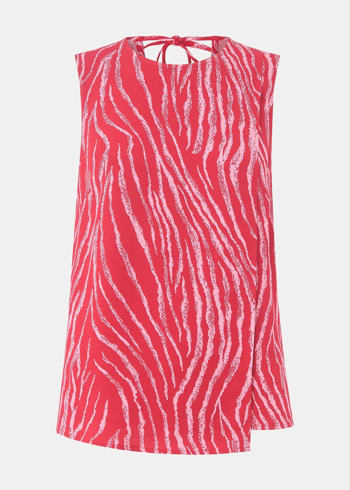 Red/Multi Zebra Layered Wrap Crepe Tank