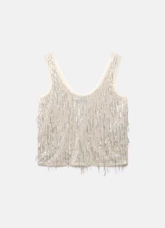 Silver Sequin Vest Top