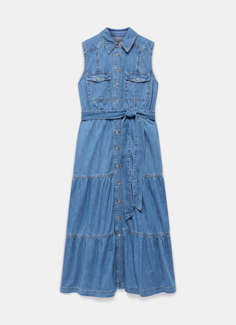 Blue Denim Maxi Shirt Dress