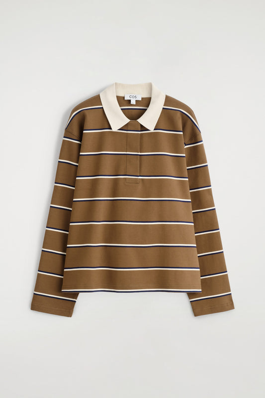 Striped Long-Sleeved Polo Shirt