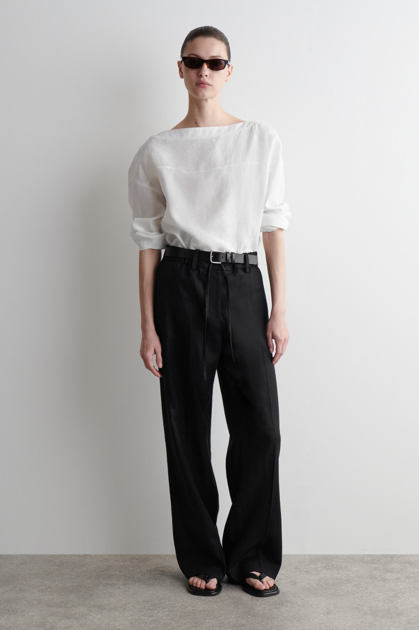 Tie-detail linen blouse