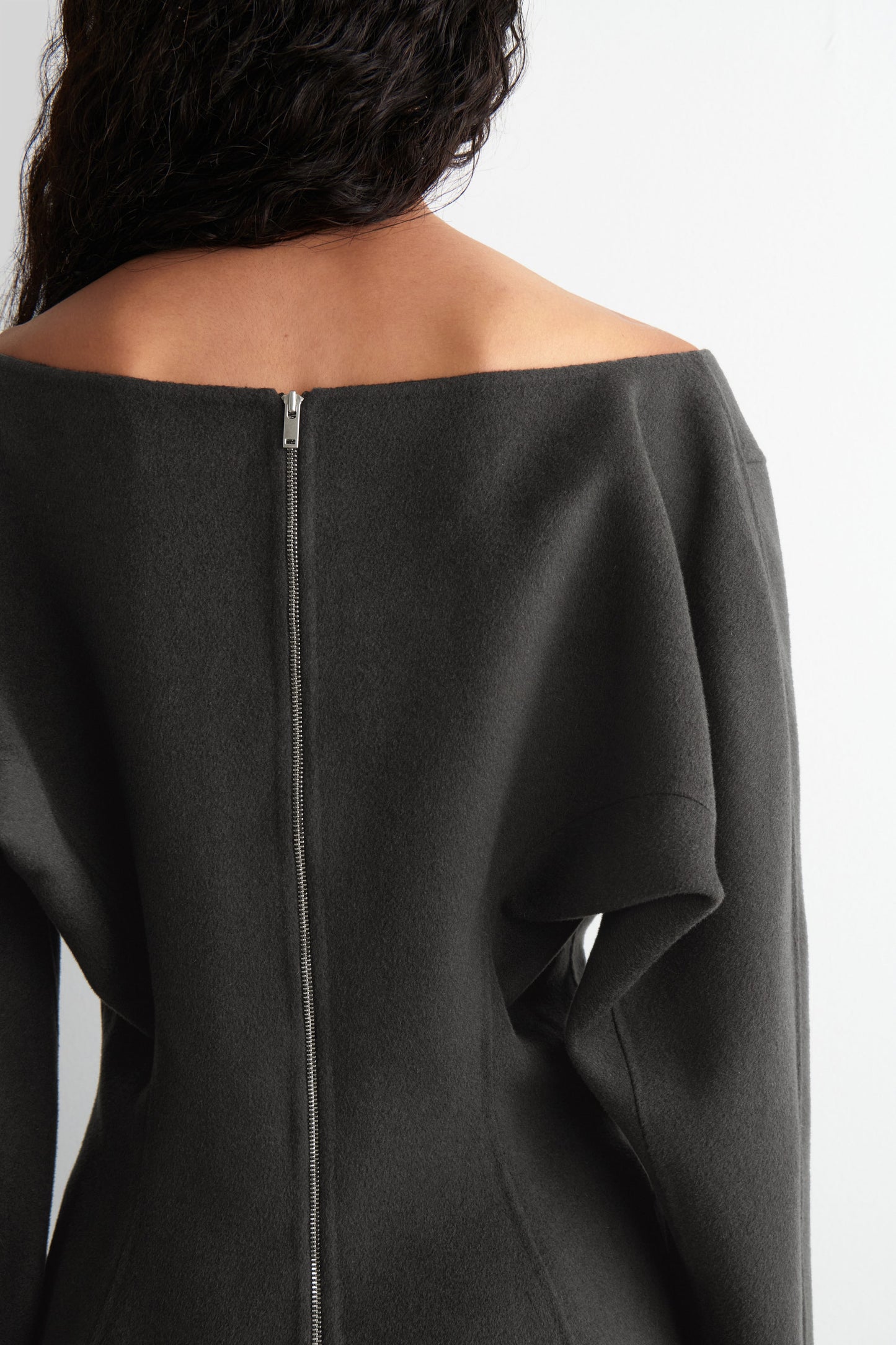 Double-Faced Wool V-Neck Top