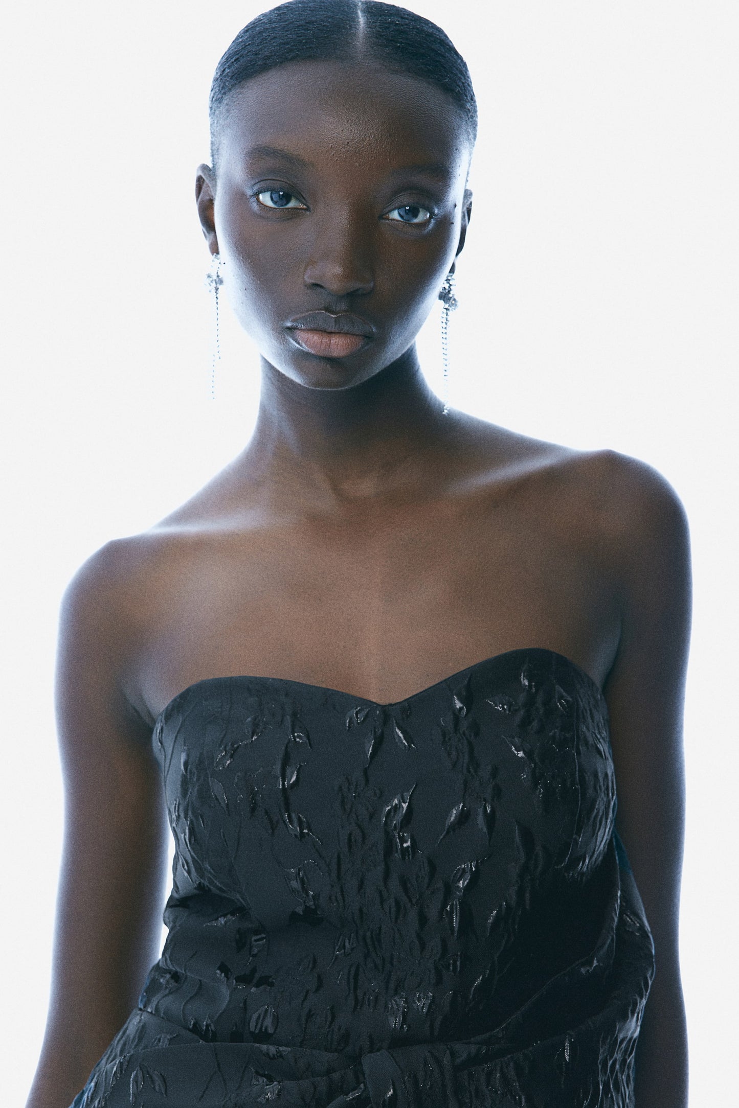Jacquard-weave bow-front dress