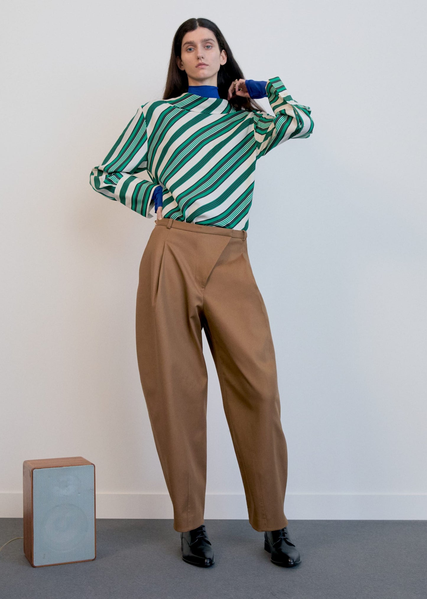 Stand Collar Silk Blouse