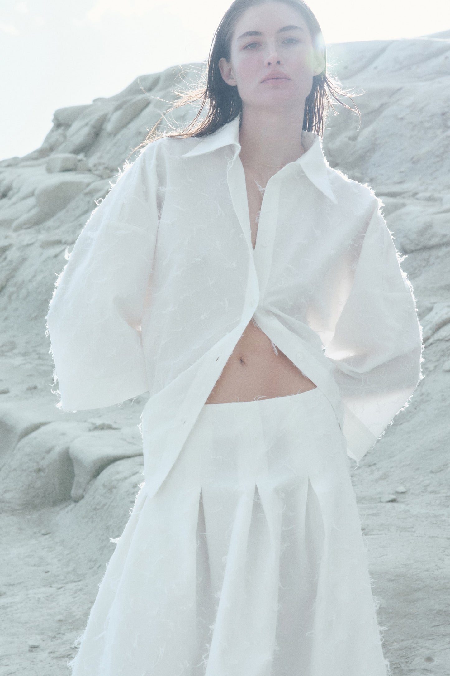 Oversized fringed shirt